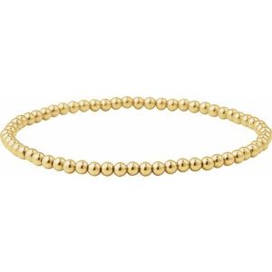 14K Yellow Gold-Filled 3 mm Elastic Bead 6 1/2" Bracelet