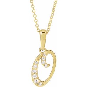 14K Yellow 1/10 CTW Natural Diamond Initial O 18" Necklace