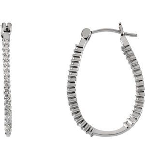 Platinum 1/2 CTW Natural Diamond Inside-Outside Hoop Earrings