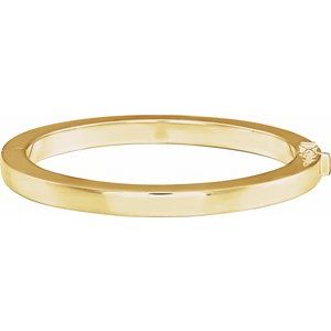 14K Yellow Square Tube Hinged Bangle 7" Bracelet