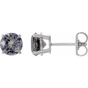 Platinum 6 mm Natural Gray Spinel Earrings