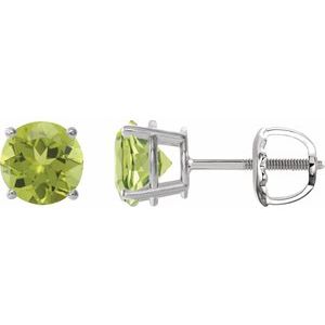 Sterling Silver 8 mm Natural Peridot Earrings
