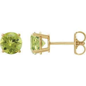 14K Yellow 8 mm Natural Peridot Earrings