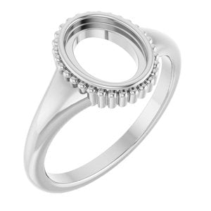 Sterling Silver 9x7 mm Oval Cabochon Ring