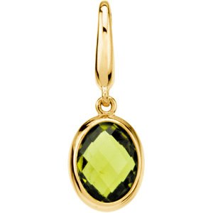 14K Yellow Checkerboard Natural Peridot Charm/Pendant