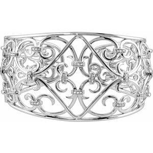Rhodium-Plated Sterling Silver 1/3 CTW Natural Diamond Cuff 8" Bracelet