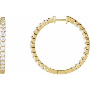 14K Yellow 4 CTW Natural Diamond Inside-Outside Hinged 36 mm Hoop Earrings