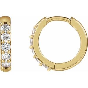 Round Natural Diamond Huggie Hoop Earrings