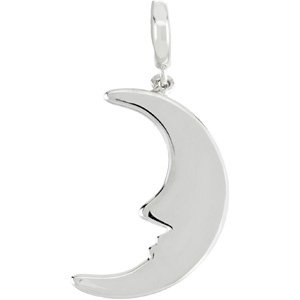 14K White Crescent Moon Charm/Pendant