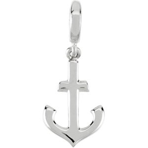 14K White Anchor Charm/Pendant
