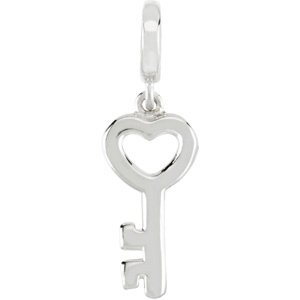 14K White Key Charm/Pendant