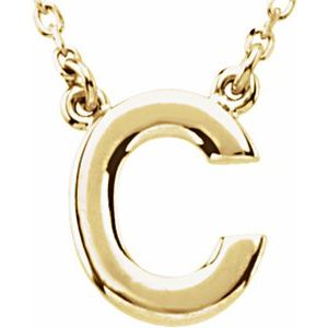14K Yellow Block Initial C 16" Necklace