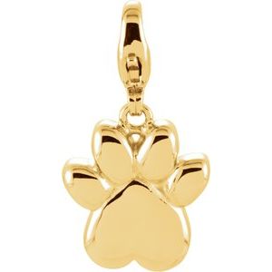 14K Yellow Paw Print Charm/Pendant