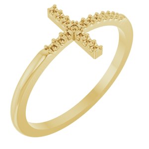 14K Yellow Sideways Cross Ring