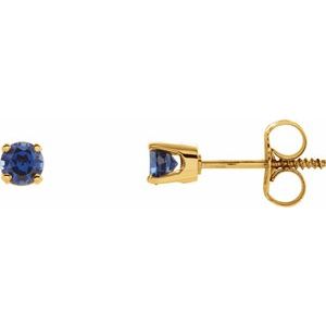 14K Yellow Imitation Blue Sapphire Youth Earrings