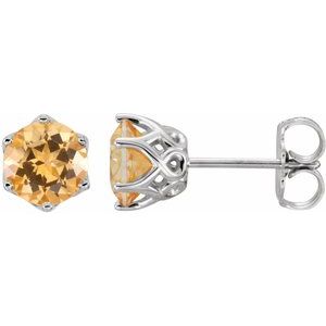 14K White Natural Citrine Earrings