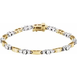 14K Yellow/White 1 3/4 CTW Natural Diamond Line 7" Bracelet 