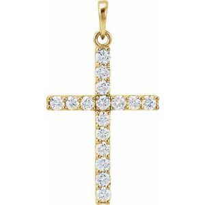 14K Yellow 1/8 CTW Natural Diamond Cross Pendant