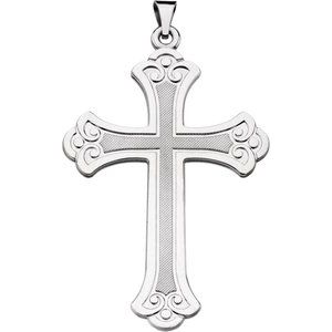 14K White Cross Pendant