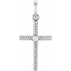 Platinum .02 CT Natural Diamond Cross Pendant