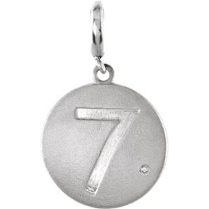 Sterling Silver .005 CT Natural Diamond Numeral 7 Charm/Pendant