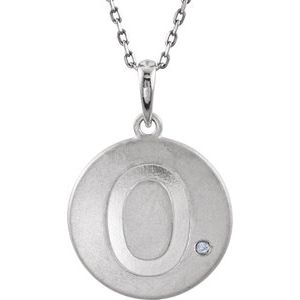 Sterling Silver .005 CT Natural Diamond Numeral 0 18" Necklace