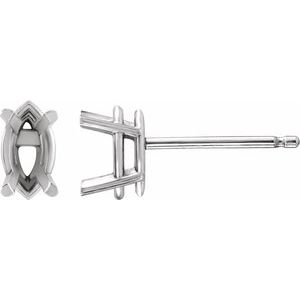Sterling Silver 4.5x2.5 mm Marquise 4-Prong Stud Earring