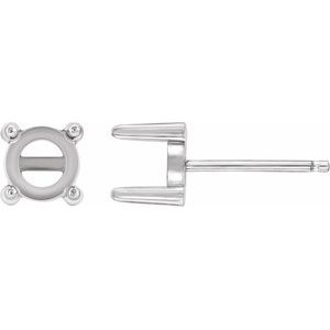 Sterling Silver 3 mm Round 4-Prong Cabochon Earring