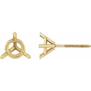 14K Yellow 2 mm Round 3-Prong Cocktail-Style Earring