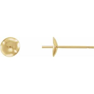 14K Yellow Earring for 7-9.5 mm Pearl