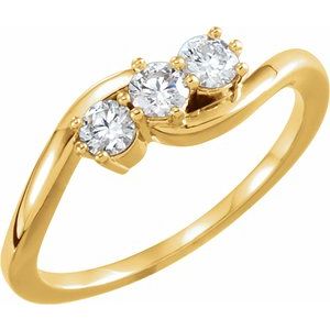14K Yellow 1/3 CTW Natural Diamond Three-Stone Ring 