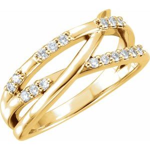 14K Yellow 1/4 CTW Natural Diamond Criss-Cross Ring