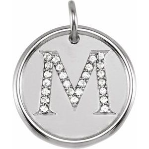 Sterling Silver 1/1/10 CTW Natural Diamond Posh Mommy® Initial M Pendant