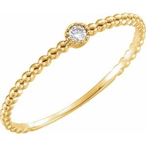 14K Yellow .03 CTW Natural Diamond Beaded Bezel-Set Ring
