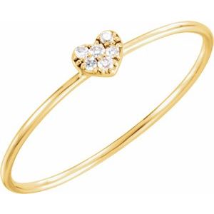 14K Yellow .03 CTW Natural Diamond Petite Heart Cluster Ring