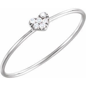 14K White .03 CTW Natural Diamond Petite Heart Cluster Ring