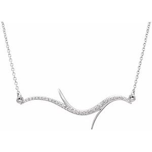 Platinum 1/8 CTW Natural Diamond Freeform Bar 18" Necklace