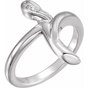 14K White .03 CTW Natural Diamond Cross Ring  