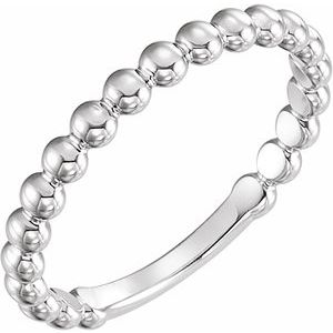 Sterling Silver 2.5 mm Stackable Beaded Ring