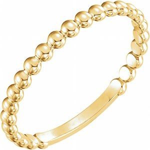 14K Yellow 2 mm Stackable Beaded Ring
