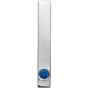 14K White Lab-Grown Blue Sapphire Family Engravable Bar Pendant