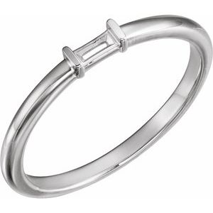 Sterling Silver 4x2 mm Straight Baguette Stackable Ring