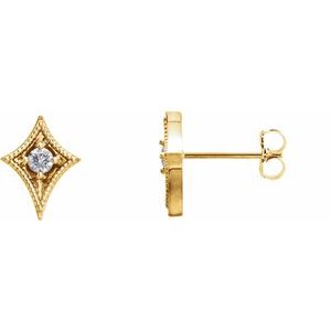 14K Yellow 1/8 CTW Natural Diamond Geometric Earrings