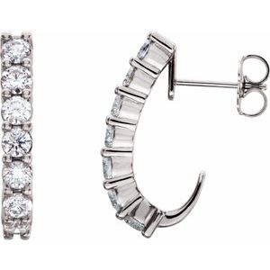 14K White 1 1/4 CTW Lab-Grown Diamond J-Hoop Earrings