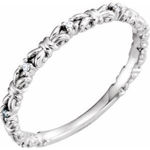 14K White .04 CTW Natural Diamond Stackable Ring
