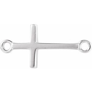Sterling Silver Off-Center Sideways Cross Necklace Center