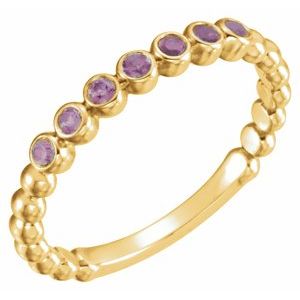 14K Yellow Natural Amethyst Stackable Ring