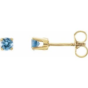 14K Yellow Natural Aquamarine Youth Earrings