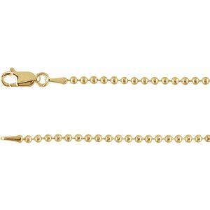 14K Yellow Gold-Filled 2 mm Hollow Bead 7" Chain