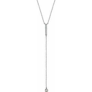 14K White 1/8 CTW Natural Diamond Bar 16-18" Y Necklace